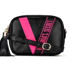 Victoria's Secret Cross Body Belt Bag Black & Hot Pink